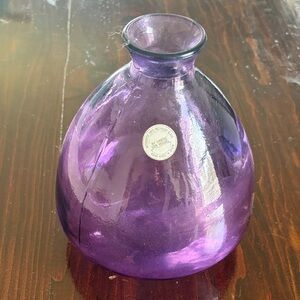 Vidrios San Miguel 100% Recycled Glass Amethyst Vase Hand Made in Spain 7.5”